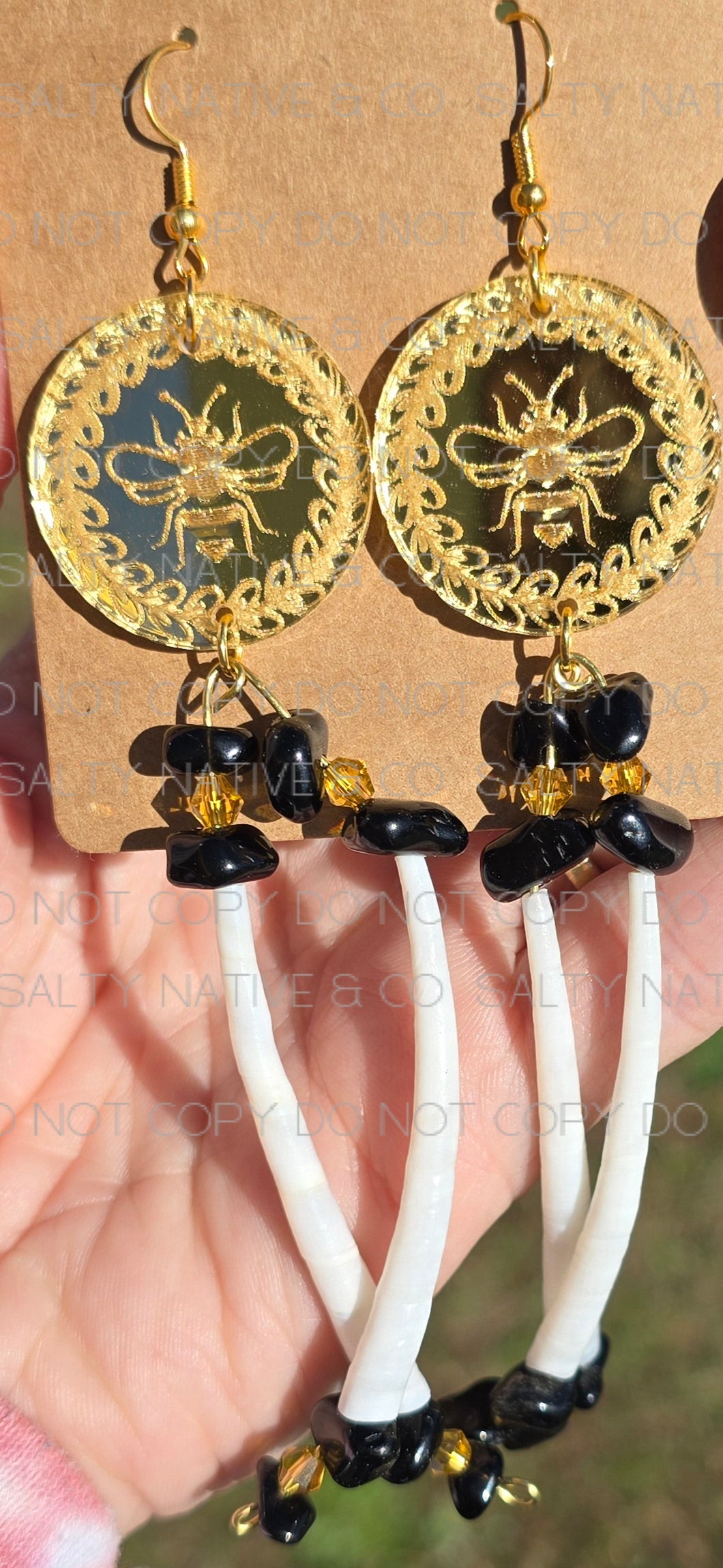 Authentic Native American Jewelry| Bee Brave| Acrylic & Dentalium Shell Beads